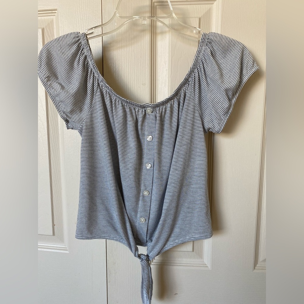 Nautical front-tie summer top